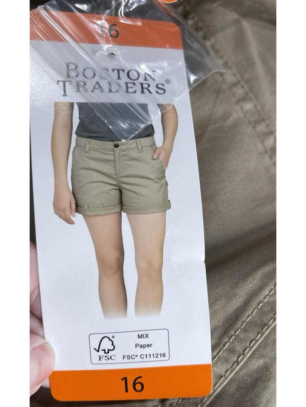 NWT Boston Traders Women's Roll Cuff Bermuda Shorts Tan Khaki Size 16